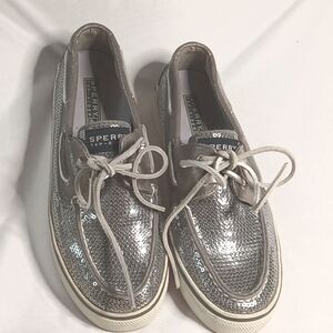 Sperry Top-Siders Silver sequined